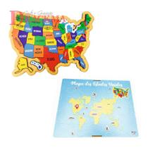 Quebra-Cabeça Mapa dos Estados Unidos Brinquedo Educativo