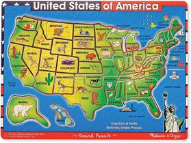Quebra-cabeça Mapa dos EUA com Som, Melissa & Doug (40 pçs)