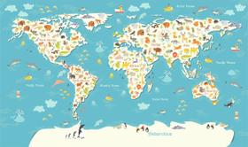 Quebra cabeça mapa mundi ilustrativo 80 pçs - 79x46cm Quebra cabeça mapa mundi ilustrativo 80 pçs - 79x46cm