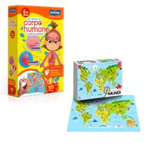 Quebra Cabeça Mapa Mundi + Patrulha Canina Educativo 200 pçs