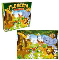 Quebra Cabeça MDF Floresta Madeira Menino Menina 30 Peças Animais Pais E Filhos