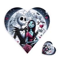 Quebra cabeça mdf jack skellington e sally formato coraçao Quebra cabeça mdf jack skellington e sally formato coraçao