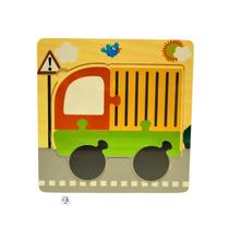 Quebra Cabeca MDF Mini 6 Pecas Toymix Caminhao 15x15x0,3cm Brinquedo Educativo Pedagogico