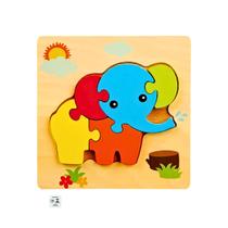 Quebra Cabeca MDF Mini 6 Pecas Toymix Elefante 15x15x0,3cm Brinquedo Educativo Pedagogico