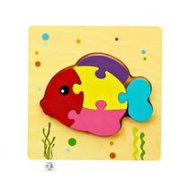 Quebra Cabeca MDF Mini 6 Pecas Toymix Peixe 15x15x0,3cm Brinquedo Educativo Pedagogico