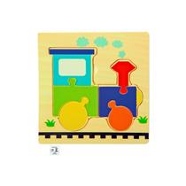 Quebra Cabeca MDF Mini 7 Pecas Toymix Trem 15x15x0,3cm Brinquedo Educativo Pedagogico