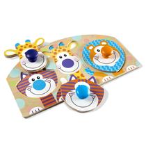 Quebra-cabeça Melissa e Doug First Play Wooden Jumbo Knob Safari Animal (3 unidades)