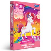 Quebra Cabeça Metalizado Reino dos Unicórnios - 100 peças - Toyster Quebra Cabeça Metalizado Reino dos Unicórnios - 100 peças - Toyster