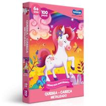 Quebra cabeca metalizado reino dos unicornios 100 pecas toyster Quebra cabeca metalizado reino dos unicornios 100 pecas toyster