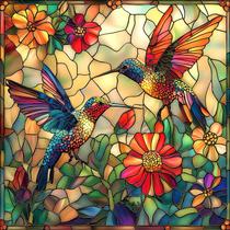Quebra-cabeça MINIWAN Stained Glass Flower Bird 500 peças