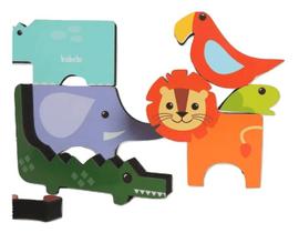 Quebra Cabeça Monte E Empilhe De Madeira Safari - Babebi