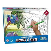 Quebra Cabeça Monte E Pinte 24 peças - Dinossauros - Pais & Filhos