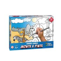 Quebra cabeça monte e pinte - safari 24 peças pais e filhos