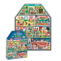 Quebra-cabeça Mudpuppy My School Is Cool, 100 peças em forma de casa Quebra-cabeça Mudpuppy My School Is Cool, 100 peças em forma de casa
