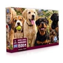 Quebra-Cabeça Mundo Cachorros Filhotes 1500 Peças Panorâmico Para Montar E Emoldurar