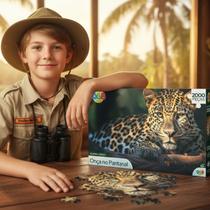 Quebra Cabeça Onça no Pantanal 2000Pçs Brasil Fauna Animal