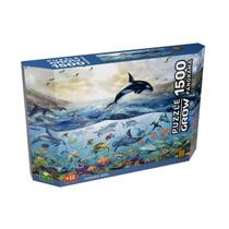 Quebra-Cabeça Panorama 1500 peças - Oceano Azul - Grow Quebra-Cabeça Panorama 1500 peças - Oceano Azul - Grow