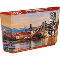 Quebra cabeca panorama por do sol em praga 1500 pecas grow