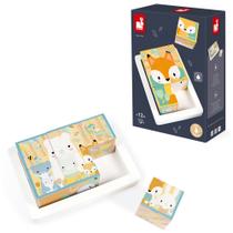 Quebra-Cabeça Para Bebês 7 Peças Animais Cubos de Madeira Brinquedo Sensorial Montessori