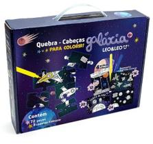 Quebra-cabeca para colorir galaxia - c/ 72 pecas e 3 hidrocor