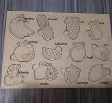 Quebra-cabeça pedagógico de madeira MDF com frutas e números