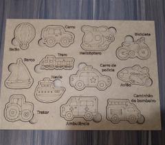 Quebra-cabeça Pedagógico de Meios de Transporte em MDF - 18,5 cm x 26 cm