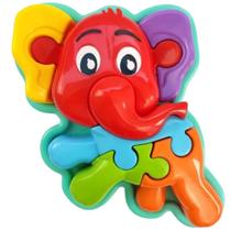 Quebra-cabeça Pedagógico Tateti Calesita Animal Puzzle Elefante 3D - 10 Peças - Verde