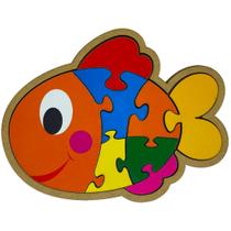 Quebra Cabeça Peixe Brinquedo Educativo de Madeira MDF