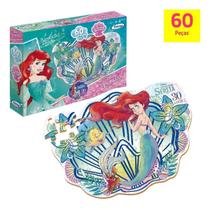 Quebra Cabeça Pequena Sereias Ariel Disney 60 Peças Xalingo