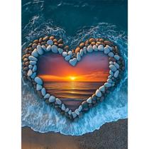 Quebra-cabeça PICKFORU Beach 1000 peças Ocean Heart Sunset