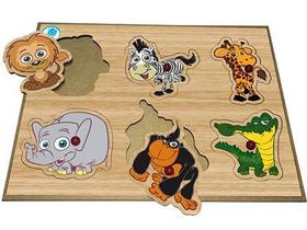 Quebra Cabeça Pinos Animais Selvagens Brinquedo Educativo