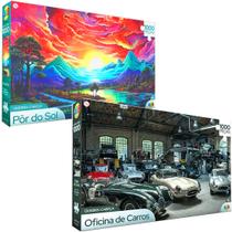 Quebra Cabeça Por do Sol e Oficina 1000 Peças Kit C/ 2UND