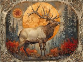 Quebra-cabeça Prime Time Puzzles Bull Elk Fall Forest 1000 unidades