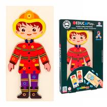 Quebra-Cabeça Profissões Educa Play Brinquedo Educativo De Madeira Com Peças Coloridas Quebra-Cabeça Profissões Educa Play Brinquedo Educativo De Madeira Com Peças Coloridas