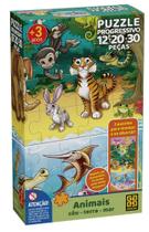 Quebra-Cabeça Progressivo 12/20/30 Peças - Animais - Céu, Terra e Mar 4054 - Grow