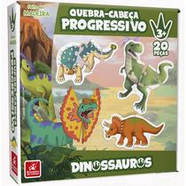 Quebra Cabeça Progressivo Dinossauros 20 Peças Brincadeira de Criança