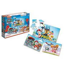 Quebra-Cabeça Progressivo Patrulha Canina 3 cenas 53 peças em Madeira Quebra-Cabeça Progressivo Patrulha Canina 3 cenas 53 peças em Madeira