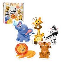 Quebra Cabeça Progressivo Safari 20 Peças Gigantes Em Madeira Brincadeira de Criança +3 Anos