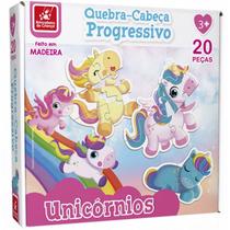 Quebra Cabeça Progressivo Unicórnios 20 Peças Feito em Madeira Quebra Cabeça Progressivo Unicórnios 20 Peças Feito em Madeira