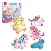 Quebra Cabeça Progressivo Unicórnios 20 Peças Gigantes Em Madeira Brincadeira de Criança +3 Anos Quebra Cabeça Progressivo Unicórnios 20 Peças Gigantes Em Madeira Brincadeira de Criança +3 Anos