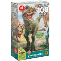 Quebra Cabeça Puzzle 100 Peças Dinossauros Grow
