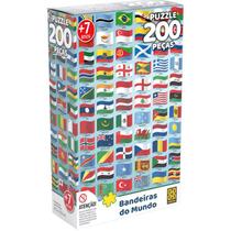 Quebra Cabeça Puzzle 200 Peças Bandeiras do Mundo Grow