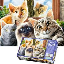 Quebra Cabeça Puzzle 500 Peças Selfie Gatos Cats Grow 04397
