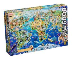 Quebra Cabeça Puzzle Mapa Múndi Turístico 5000 Peças