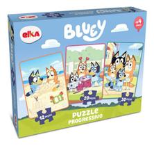 Quebra-cabeça Puzzle Progressivo Bluey 12, 20 E 30 Peças Elk Quebra-cabeça Puzzle Progressivo Bluey 12, 20 E 30 Peças Elk