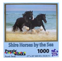Quebra-cabeça Puzzleworks Shire Horses by The Sea 1000 peças Quebra-cabeça Puzzleworks Shire Horses by The Sea 1000 peças