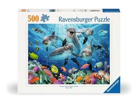Quebra-cabeça Ravensburger Dolphins 500 peças fabricado na Alemanha Quebra-cabeça Ravensburger Dolphins 500 peças fabricado na Alemanha