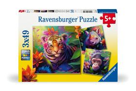 Quebra-cabeça Ravensburger Jungle Babies 3x49 peças para crianças