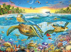Quebra-cabeça Ravensburger Swim with Sea Turtles 100 peças Quebra-cabeça Ravensburger Swim with Sea Turtles 100 peças