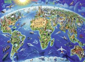 Quebra-cabeça Ravensburger World Landmarks Map 300 peças